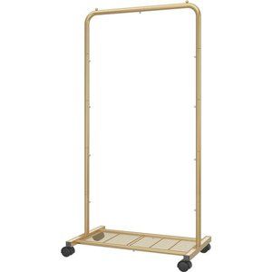 Standard Clothes Garment Rack, Clothing Rolling Rack, Golden Yellow